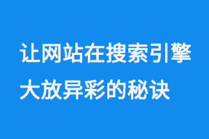 让网站在搜索引擎中大放异彩的秘诀